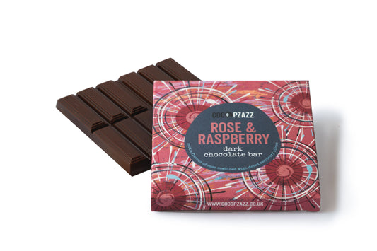 Rose & Raspberry Dark Chocolate Bar 80g