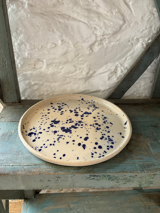Cobalt Speckled Stoneware Dinner Plate