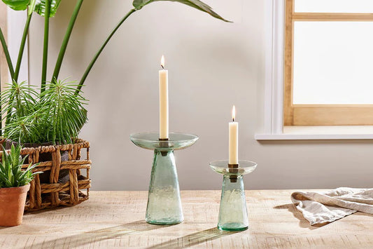 Avyn Recycled Glass Candle Holder - Sage Green