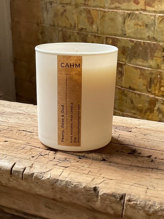 Peony, Rose & Oud Small White Candle