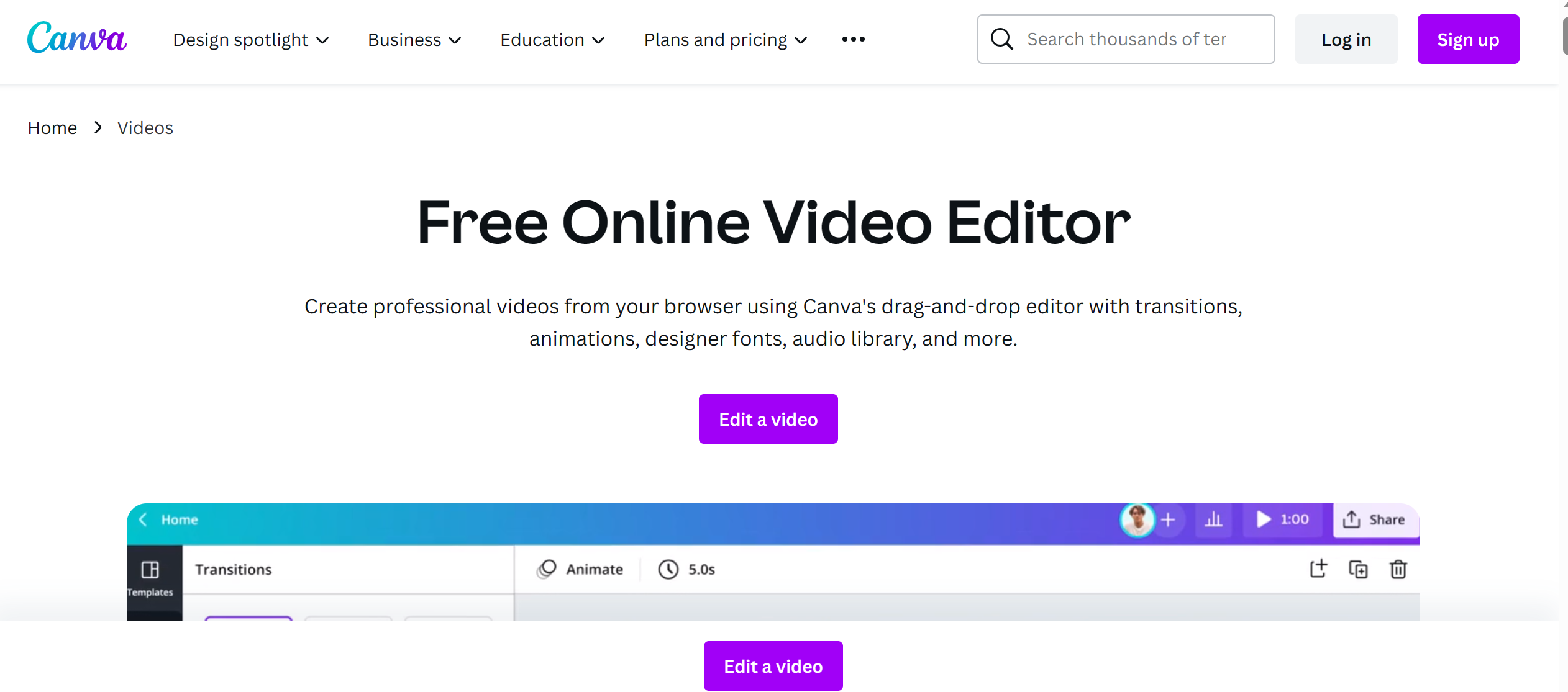 Canva video editing software