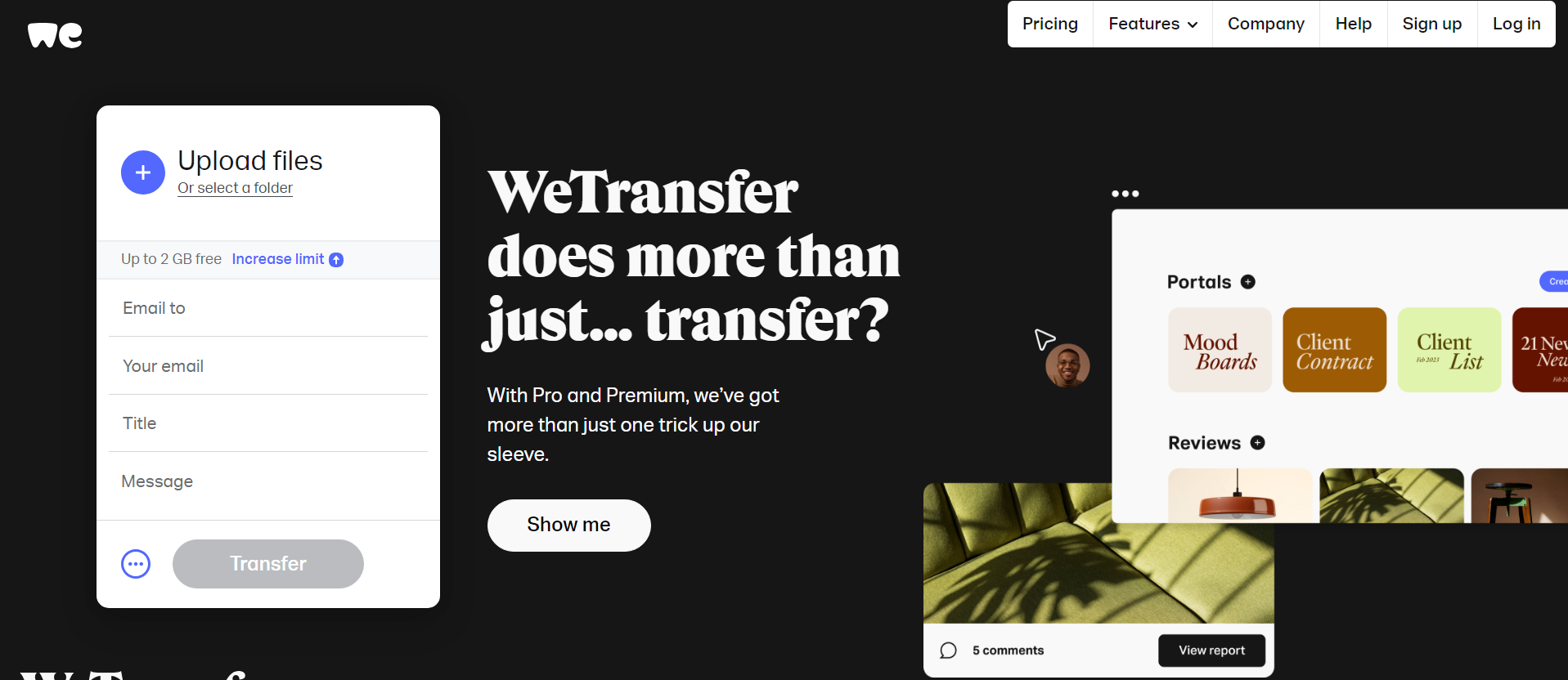 WeTransfer free storage